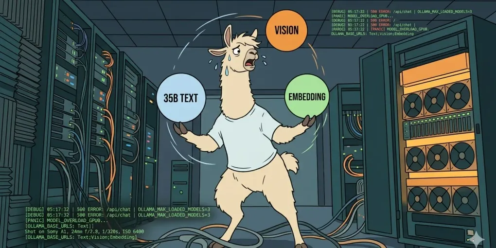 One Ollama Is Not Enough: How I Run Text and Vision Models Side-by-Side on a Single GPU — and Lock Them Behind a Real API Gateway