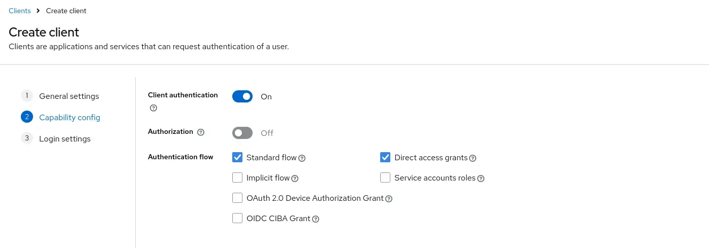 Capability settings