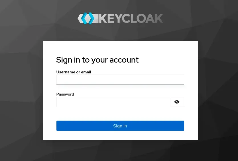 Keycloak login screen after successfully configuring our stack