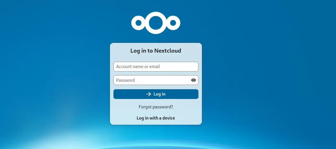 The login screen shows up immediately