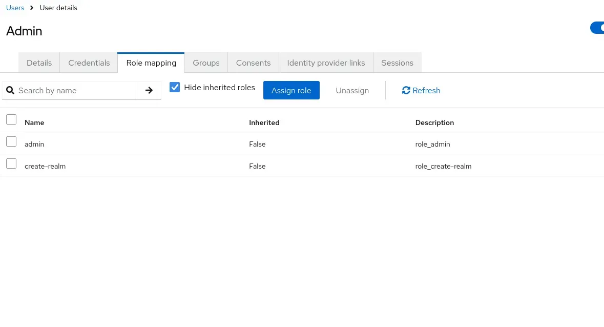 Assign admin roles to our new admin user