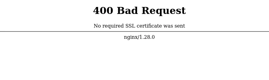 No Client certificate was presented by the client
